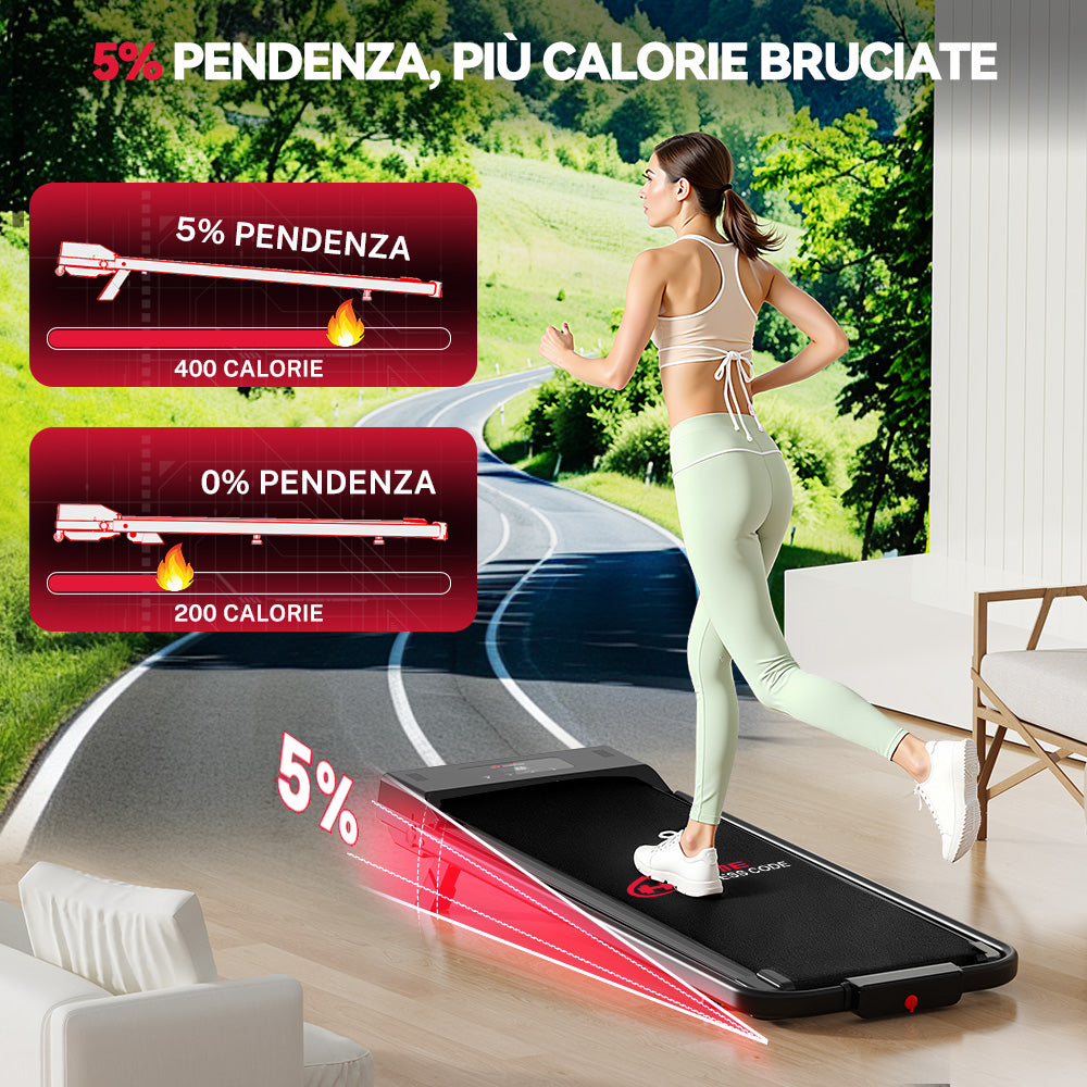 Tapis Roulant Pieghevole C1, Velocità 1-10KM/H, 5% Inclinazione Manuale