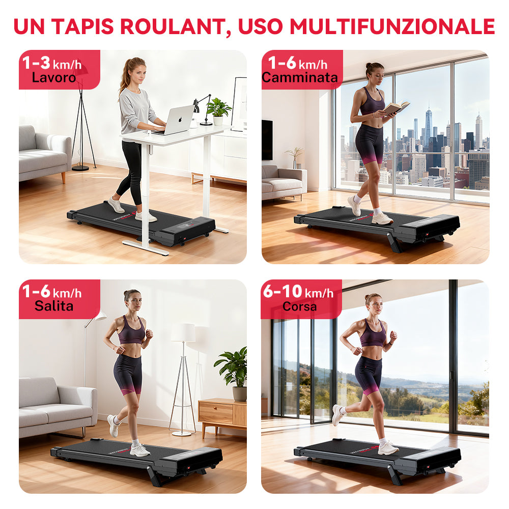 Tapis Roulant C1, Velocità 1-10KM/H, 5% Inclinazione Manuale