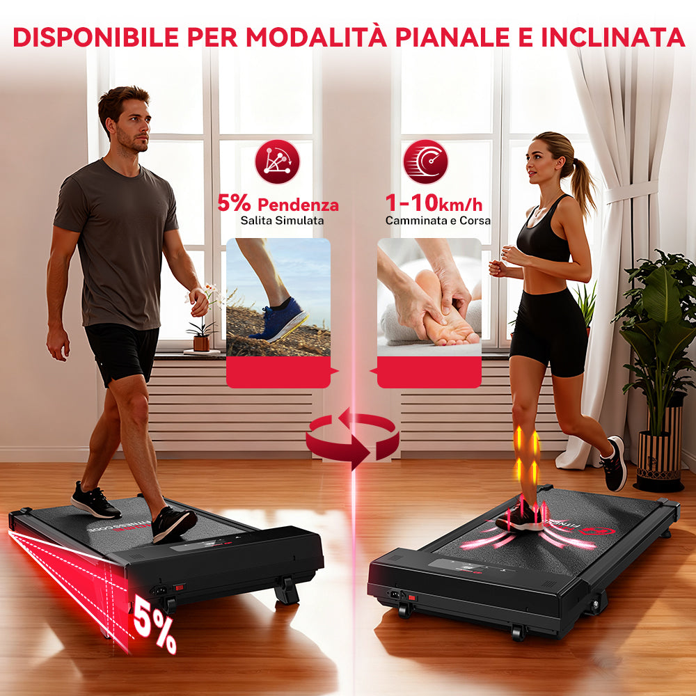 Tapis Roulant C1, Velocità 1-10KM/H, 5% Inclinazione Manuale