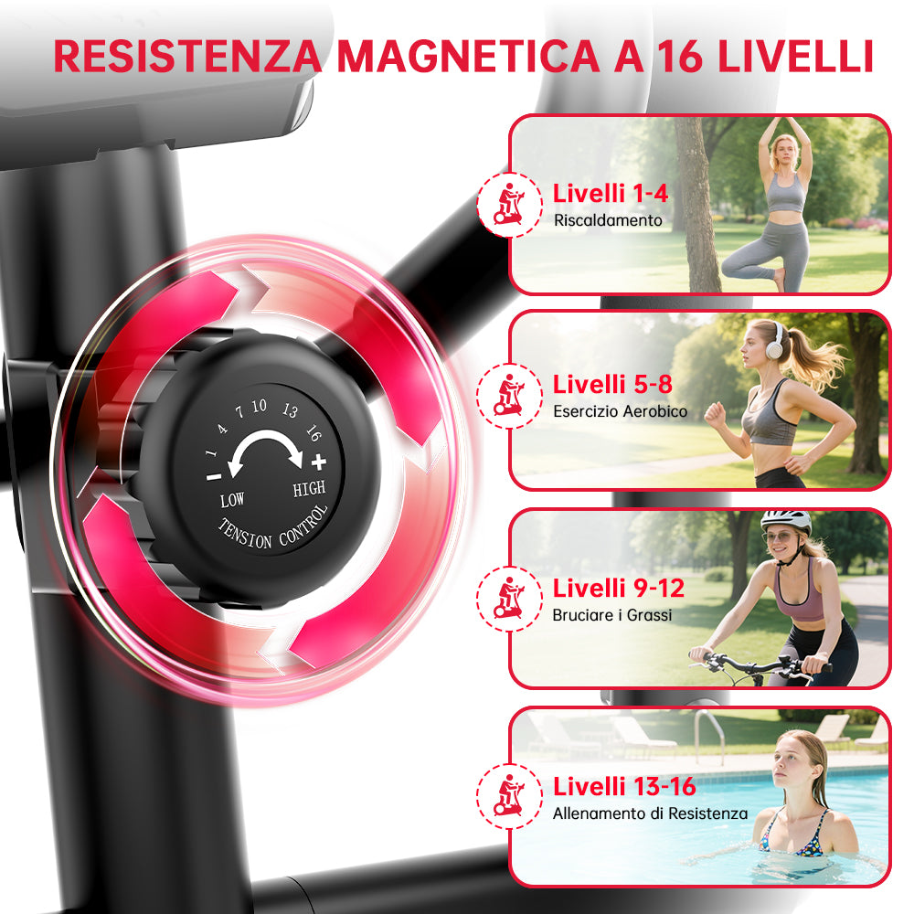 Macchina Ellittica E200, Resistenza Magnetica a 16 Livelli
