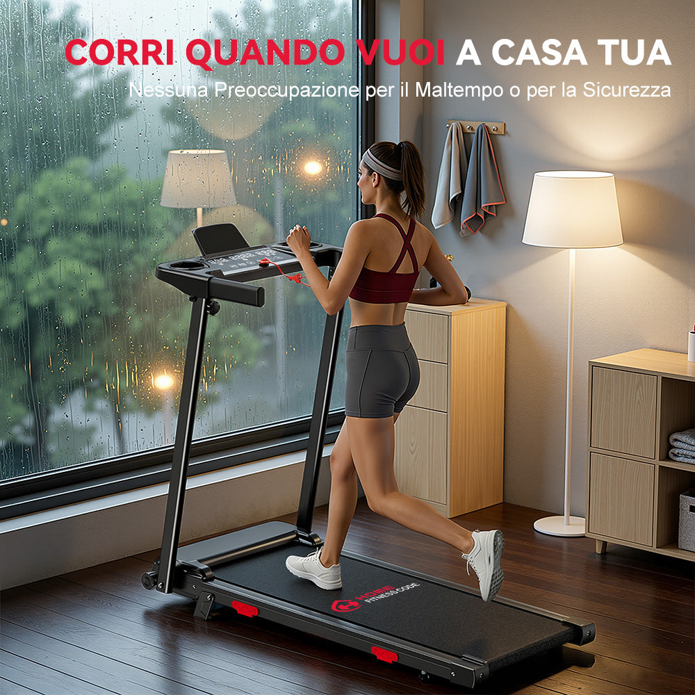 Tapis Roulant Pieghevole Q5 con Inclinazione, Motore Brushless, Velocità 1-12KM/H