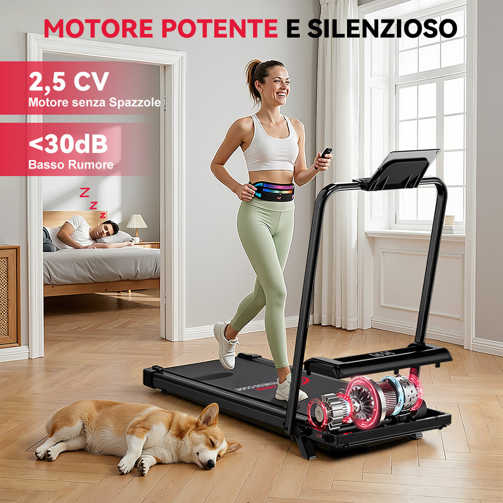 Tapis Roulant Z3 con Motore senza Spazzole, Velocità 1-6KM/H, 5% Inclinazione Manuale
