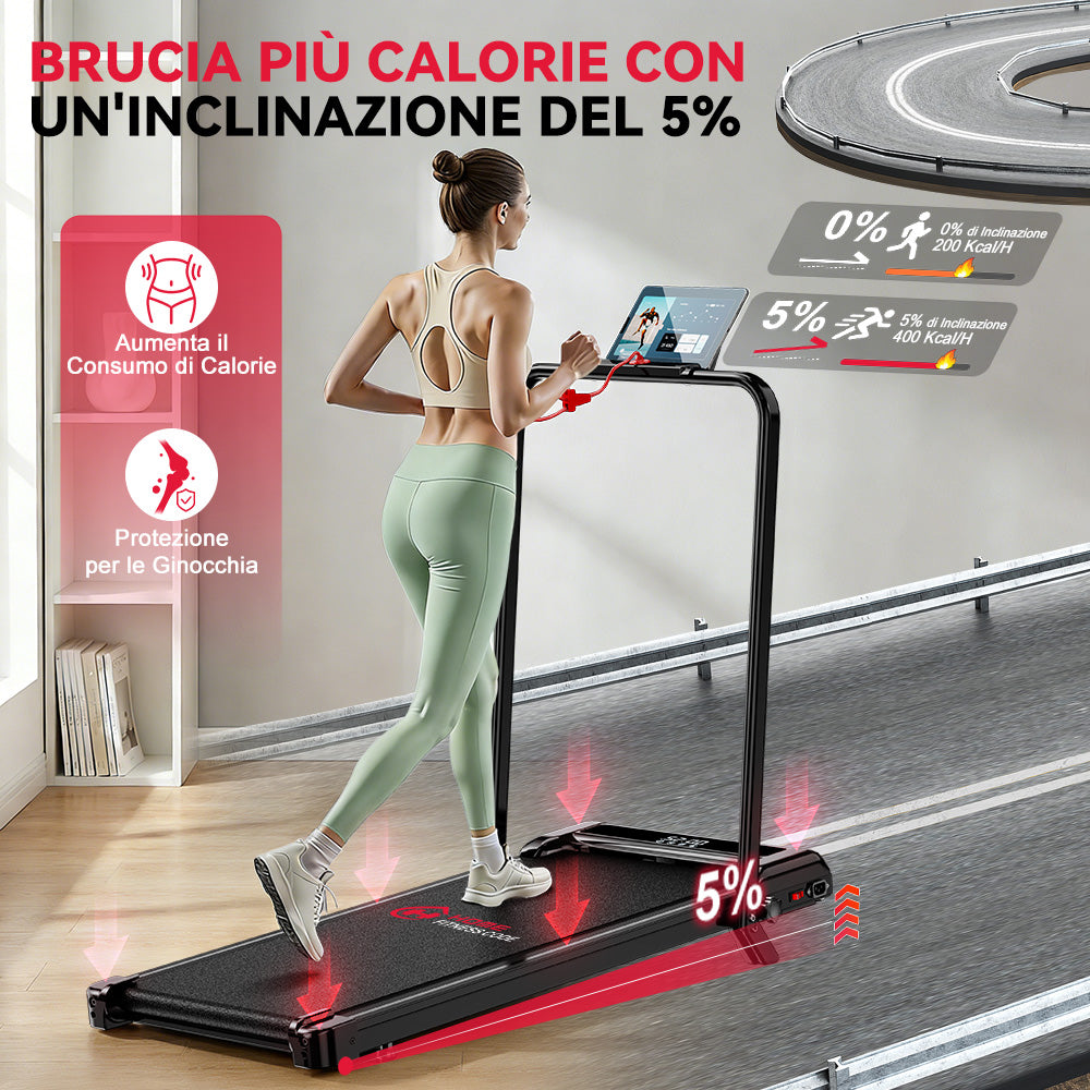 Tapis Roulant Z3 con Motore senza Spazzole, Velocità 1-6KM/H, 5% Inclinazione Manuale