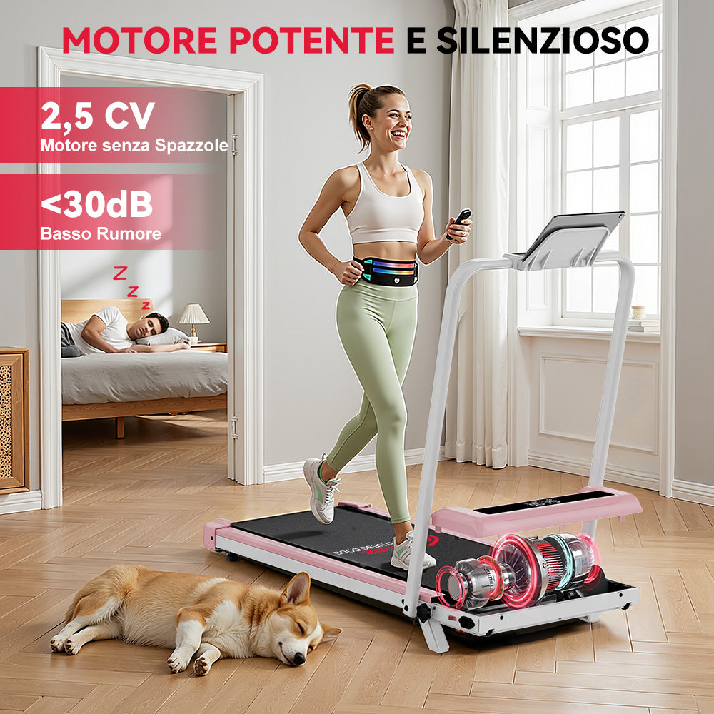 Tapis Roulant Z3 con Motore senza Spazzole, Velocità 1-6KM/H, 5% Inclinazione Manuale