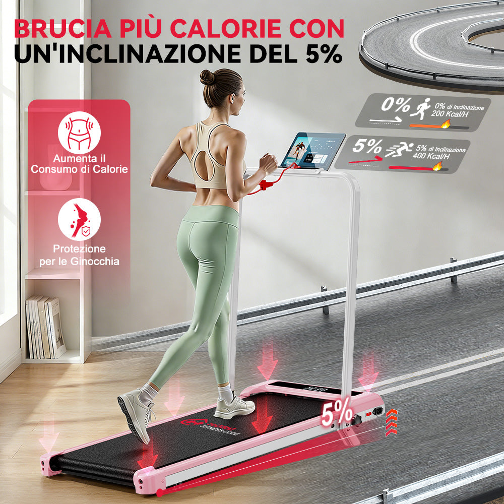 Tapis Roulant Z3 con Motore senza Spazzole, Velocità 1-6KM/H, 5% Inclinazione Manuale