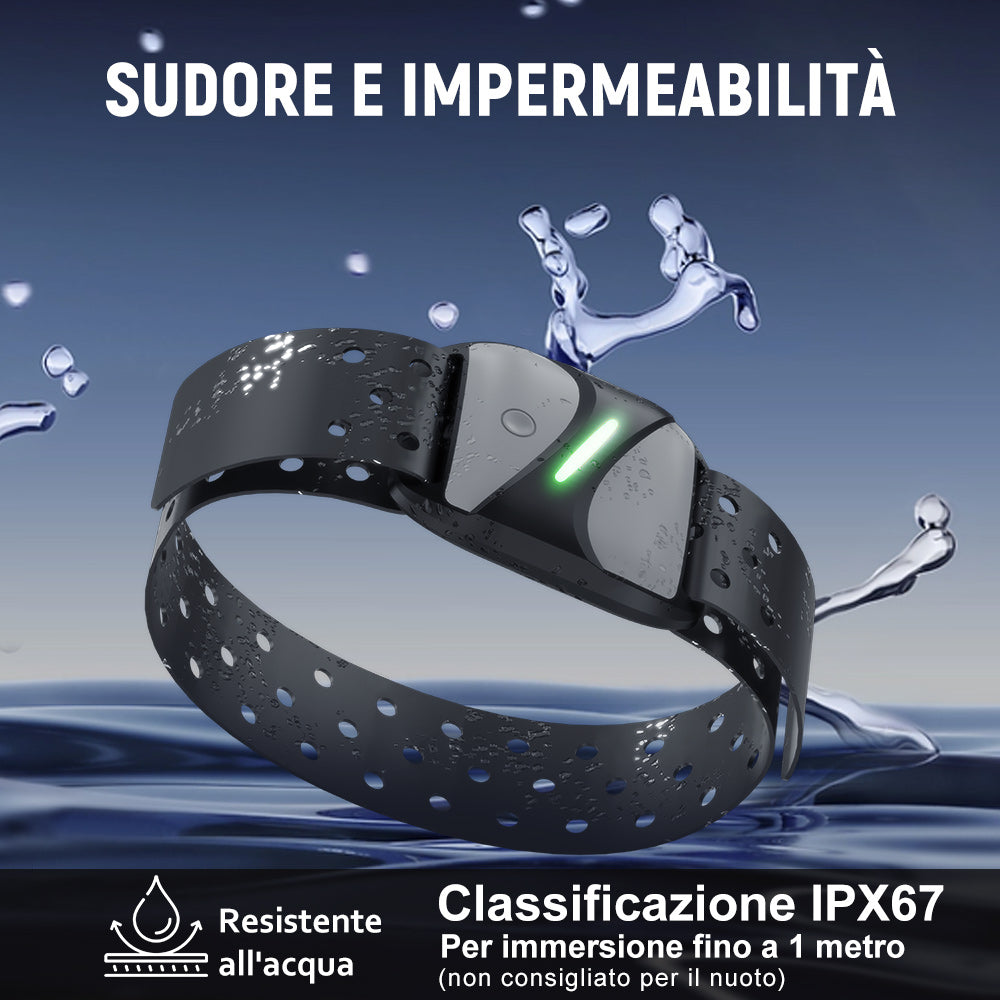 Fascia Cardiofrequenzimetro, Bluetooth 5.0/ANT+, Impermeabile IP67