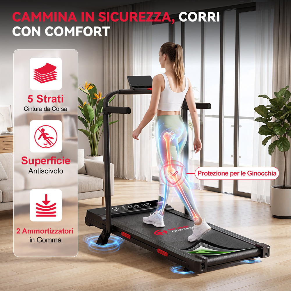Tapis Roulant Pieghevole Q2 Pro con 5% Inclinazione Manuale, Velocità 1-10 km/h (Nuova Versione)