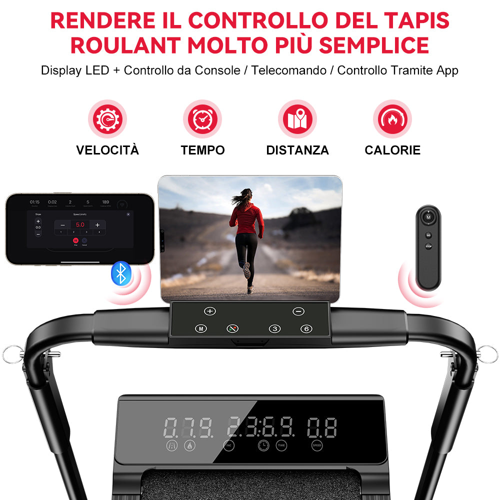 Tapis Roulant Pieghevole Q2 Pro con 5% Inclinazione Manuale, Velocità 1-10 km/h (Nuova Versione)