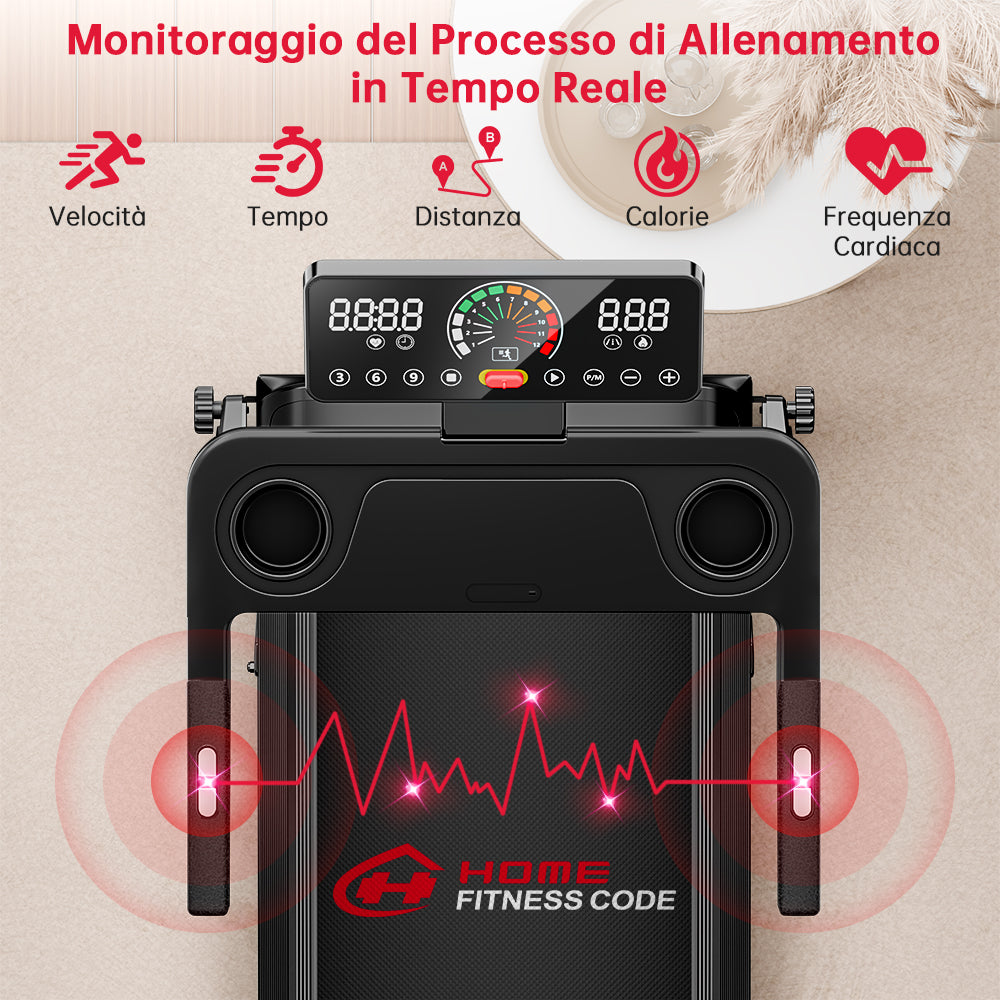 Tapis Roulant Pieghevole Q8, 1-12 KM/H, Inclinazione Manuale del 5%