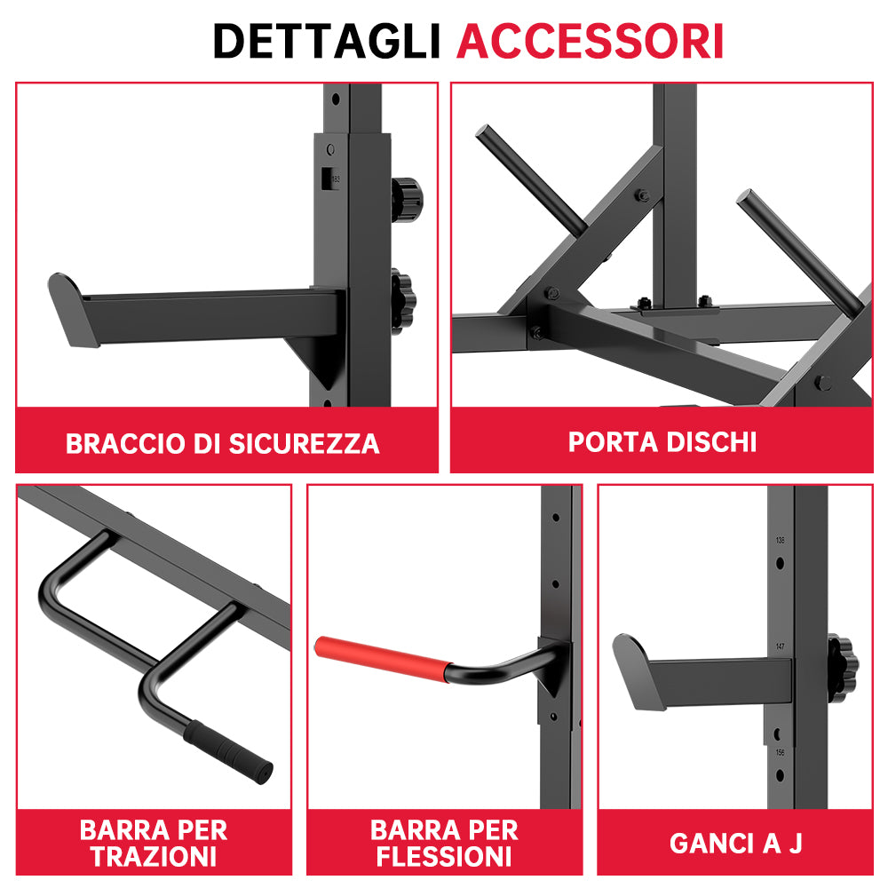 Mezzo Rack per Squat con Barra per Trazioni