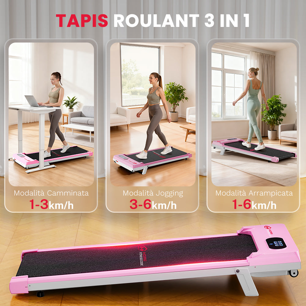 Tapis Roulant T7, Velocità 1-6KM/H, 5% Inclinazione Manuale