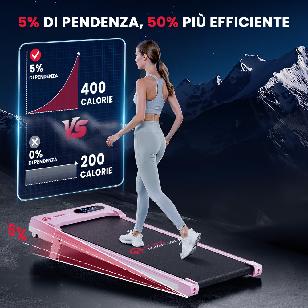 Tapis Roulant T7, Velocità 1-6KM/H, 5% Inclinazione Manuale