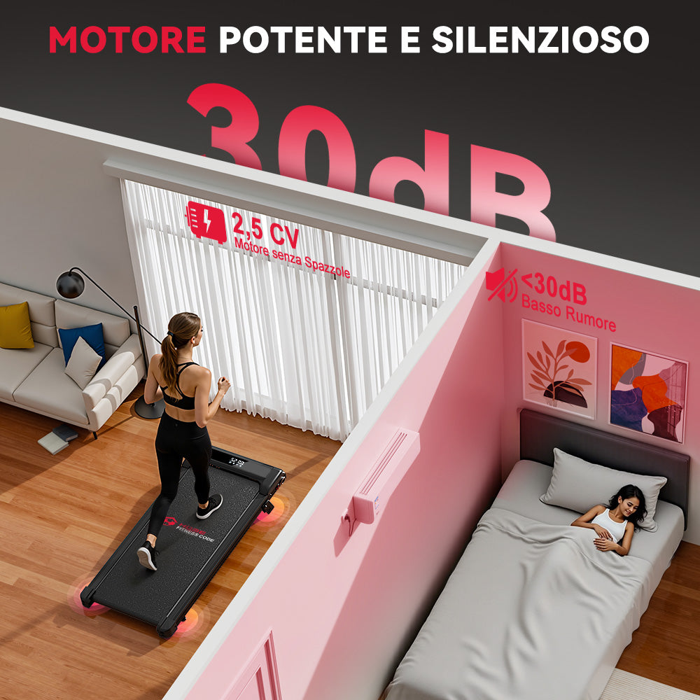 Tapis Roulant Z3 con Motore senza Spazzole, Velocità 1-6KM/H, 5% Inclinazione Manuale