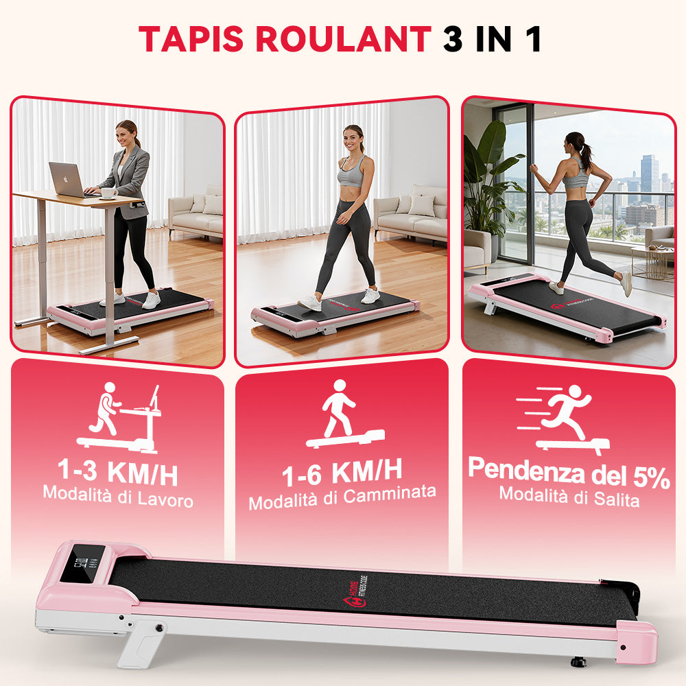 Tapis Roulant Z3 con Motore senza Spazzole, Velocità 1-6KM/H, 5% Inclinazione Manuale