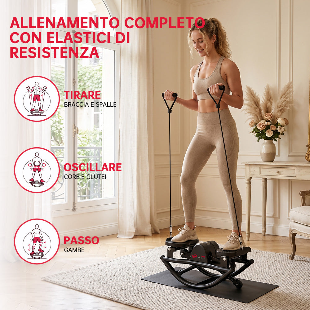 Stepper a Forma di U con Bande Elastiche e Tappetino Antiscivolo