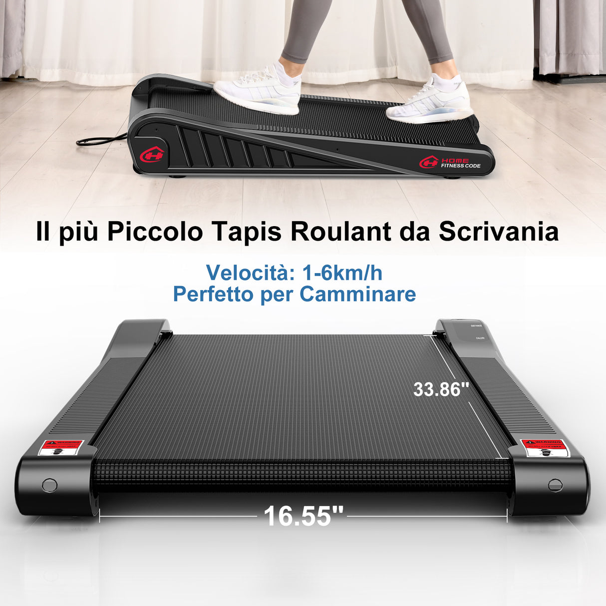 Tapis Roulant F521, Velocità 1-6KM/H, 5% Inclinazione Fissa