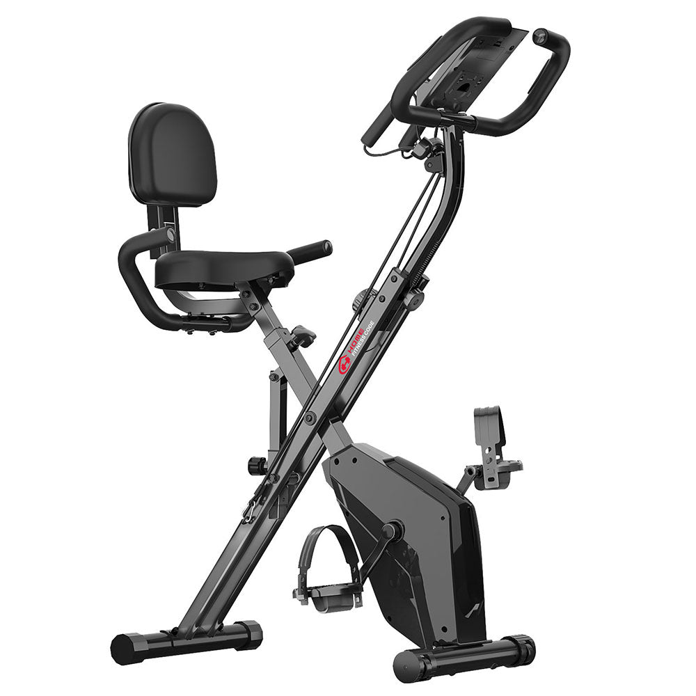 SPORTNOW Cyclette Pieghevole – Bike Indoor Con Resistenza Magnetica 8 Livelli – Sellino Regolabile E LCD – Supporto Per Tablet – Grigio
