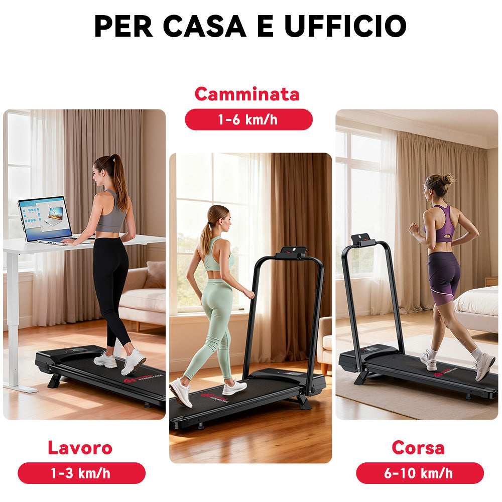 Tapis Roulant C1, Velocità 1-10KM/H, 5% Inclinazione Manuale