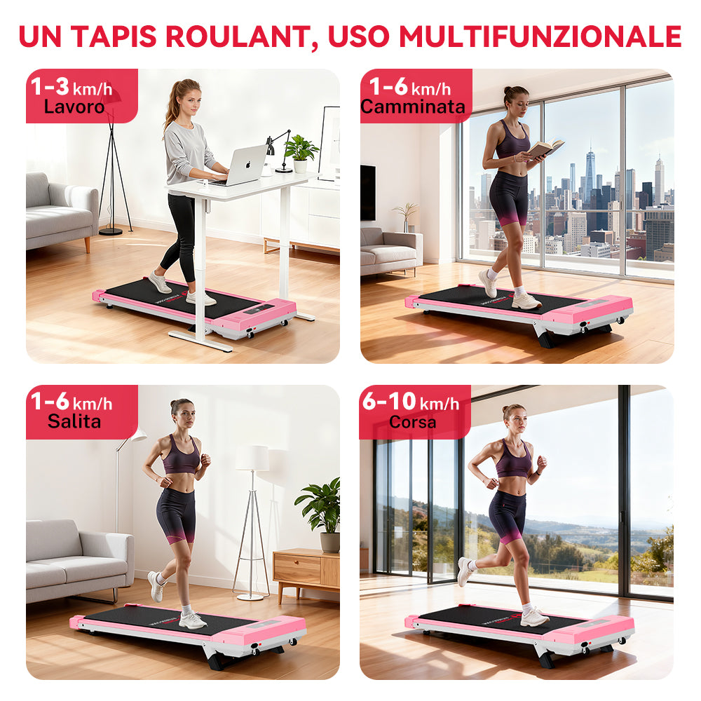 Tapis Roulant C1, Velocità 1-10KM/H, 5% Inclinazione Manuale