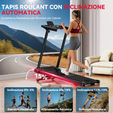 Tapis Roulant Pieghevole Q5 con Inclinazione, Motore Brushless, Velocità 1-12KM/H