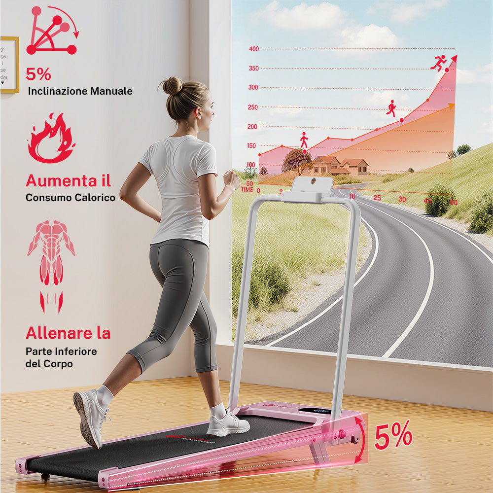 Tapis Roulant T7, Velocità 1-6KM/H, 5% Inclinazione Manuale