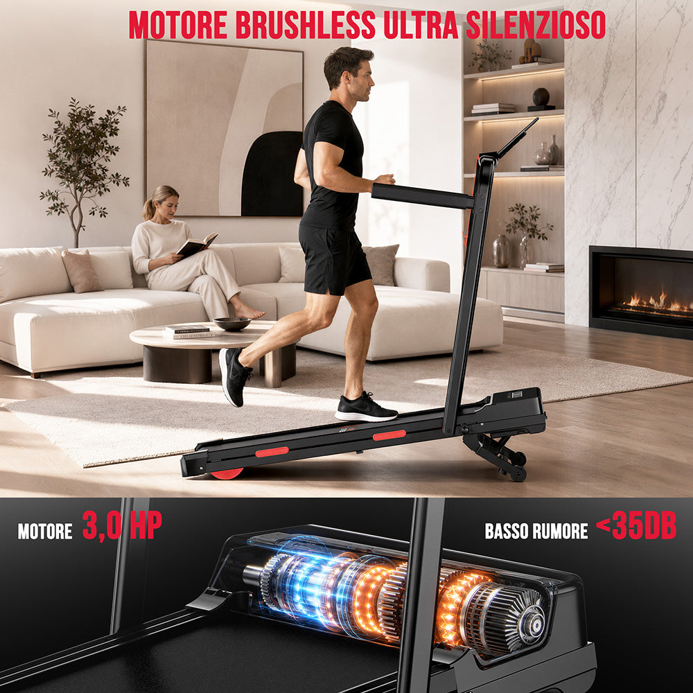 Tapis Roulant Y5 con Motore Brushless, 0%-15% Inclinazione Automatica
