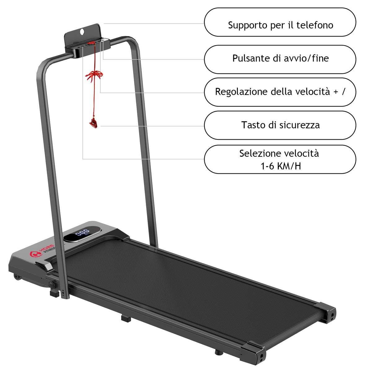 Tapis Roulant Pieghevole S1, Velocità 1-6KM/H