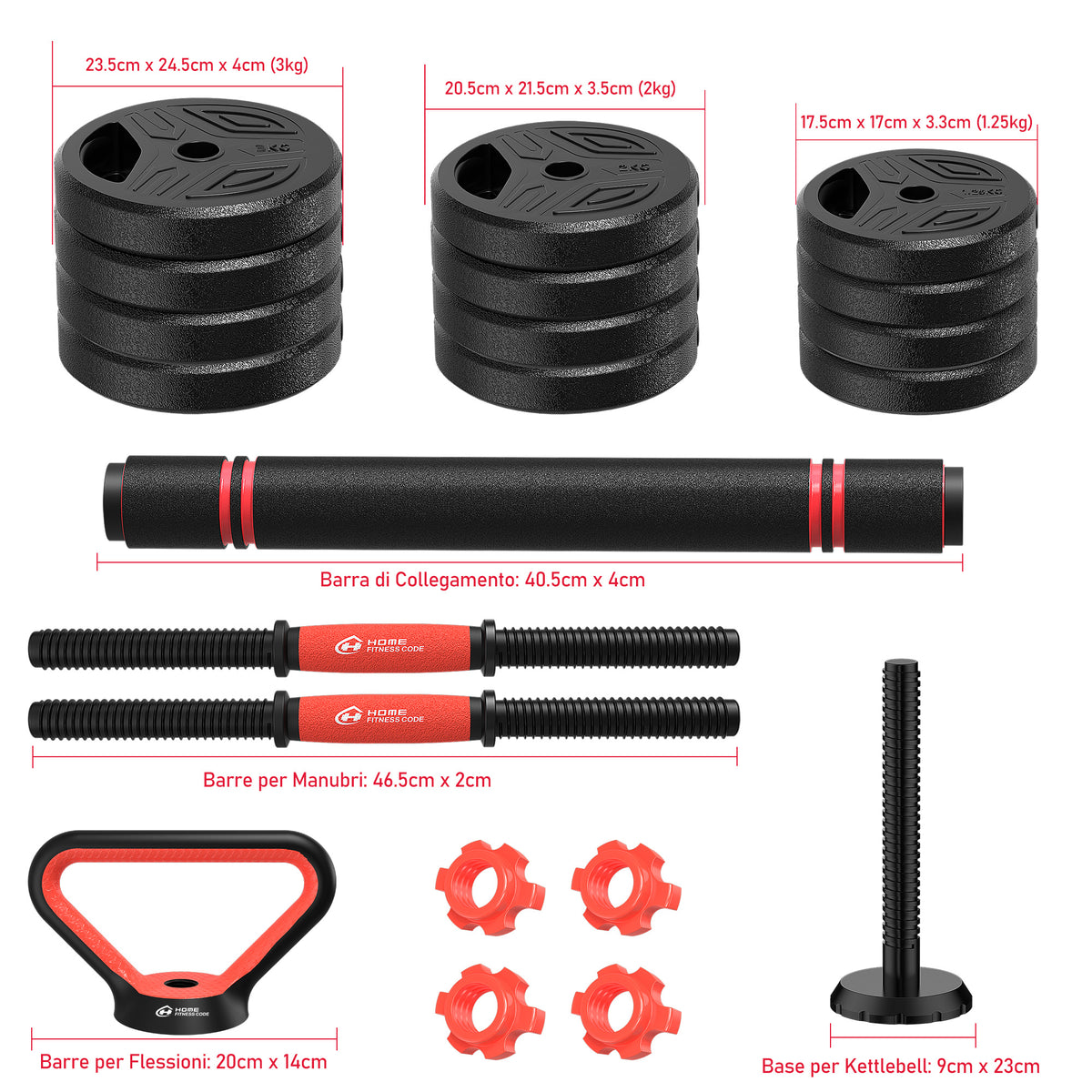 Set di Manubri Multifunzione 4 In 1