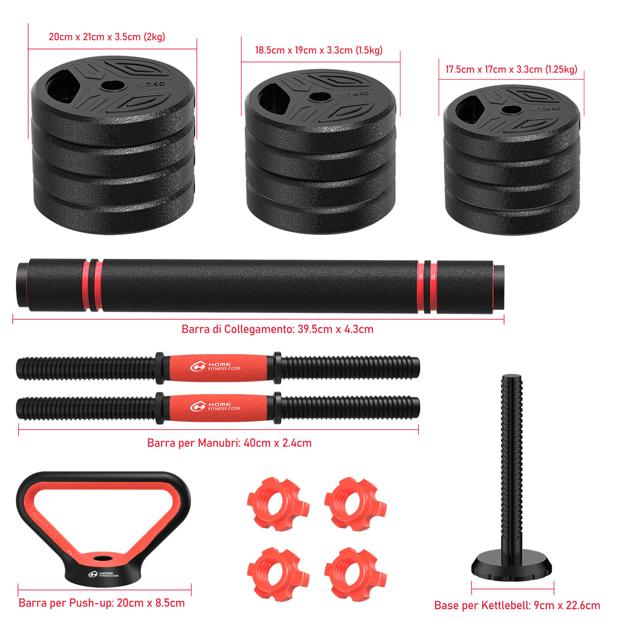 Set di Manubri Multifunzione 4 In 1