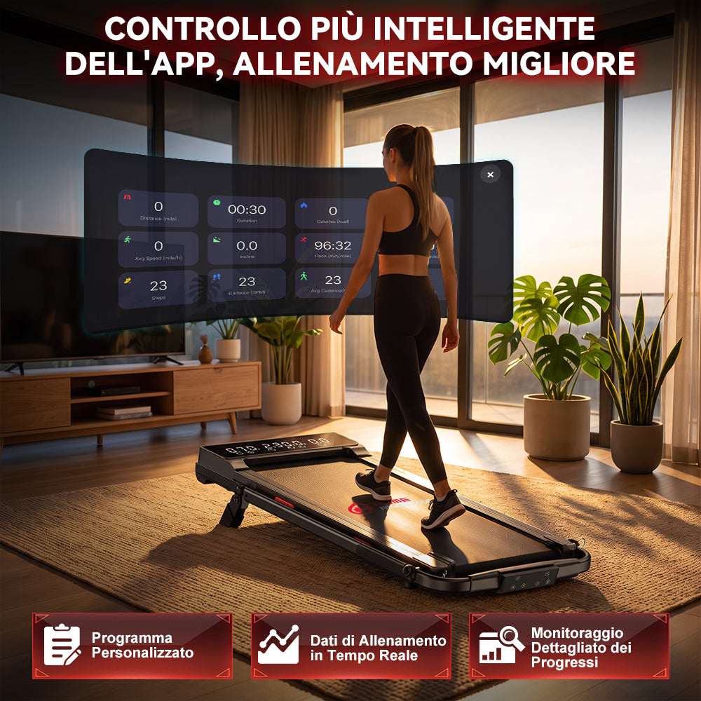 Tapis Roulant Pieghevole Q2 Pro con 5% Inclinazione Manuale, Velocità 1-10 km/h (Nuova Versione)