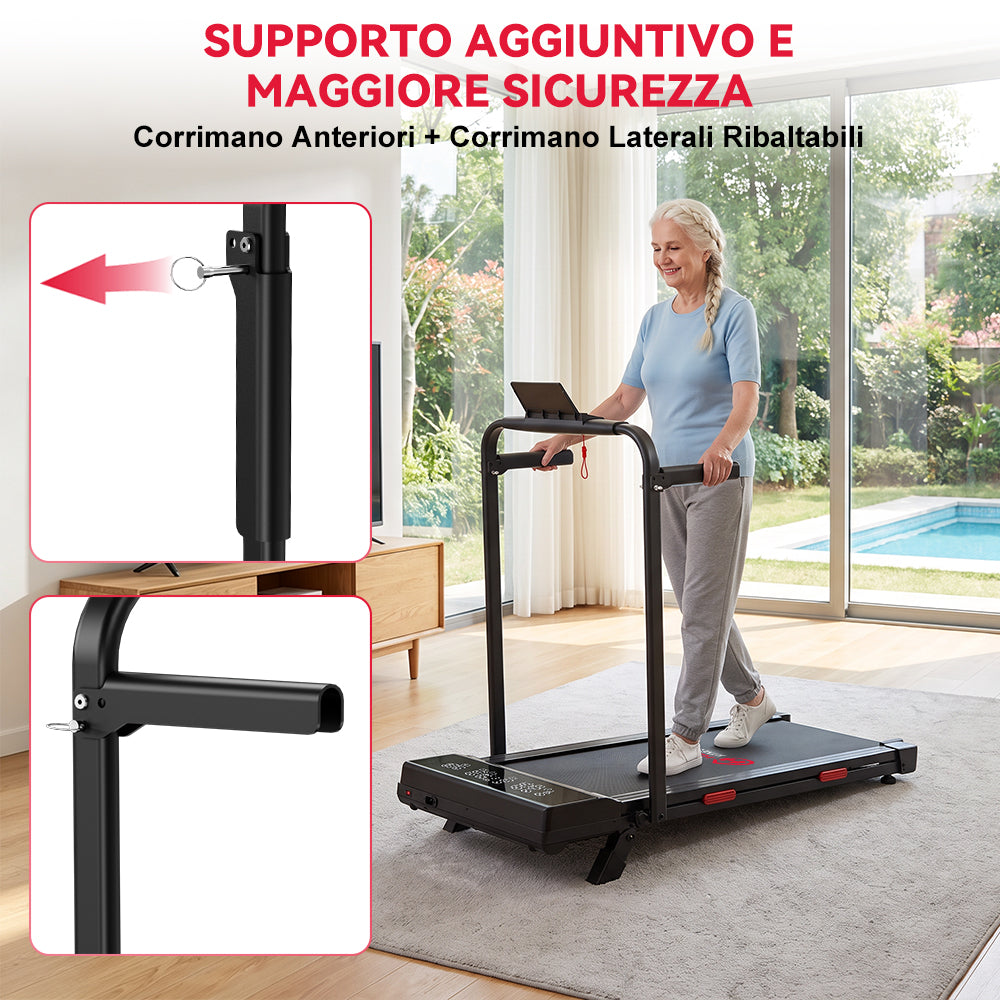 Tapis Roulant Pieghevole Q2 Pro con 5% Inclinazione Manuale, Velocità 1-10 km/h (Nuova Versione)