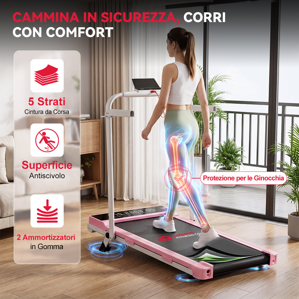 Tapis Roulant Pieghevole Q2 Pro con 5% Inclinazione Manuale, Velocità 1-10 km/h (Nuova Versione)