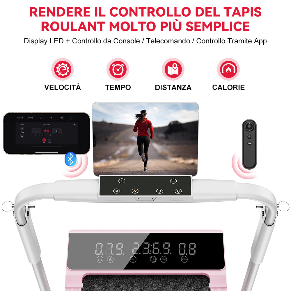Tapis Roulant Pieghevole Q2 Pro con 5% Inclinazione Manuale, Velocità 1-10 km/h (Nuova Versione)