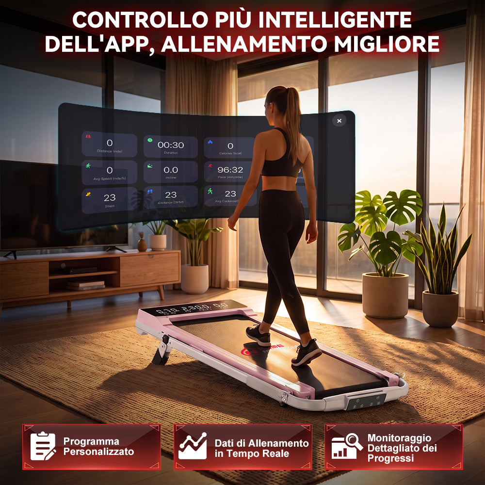Tapis Roulant Pieghevole Q2 Pro con 5% Inclinazione Manuale, Velocità 1-10 km/h (Nuova Versione)