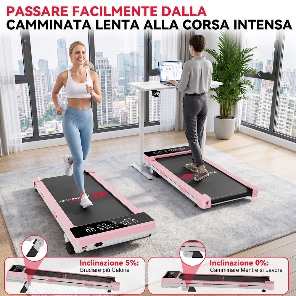 Tapis Roulant Q2 Pro con 5% Inclinazione Manuale, Velocità 1-10 km/h (Nuova Versione)