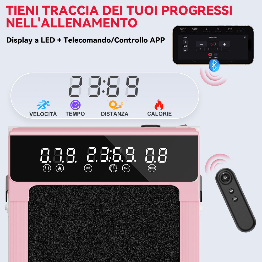 Tapis Roulant Q2 Pro con 5% Inclinazione Manuale, Velocità 1-10 km/h (Nuova Versione)
