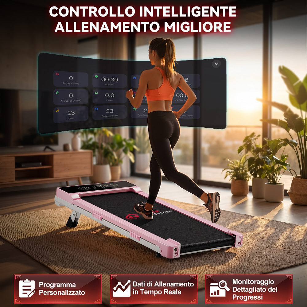 Tapis Roulant Q2 Pro con 5% Inclinazione Manuale, Velocità 1-10 km/h (Nuova Versione)