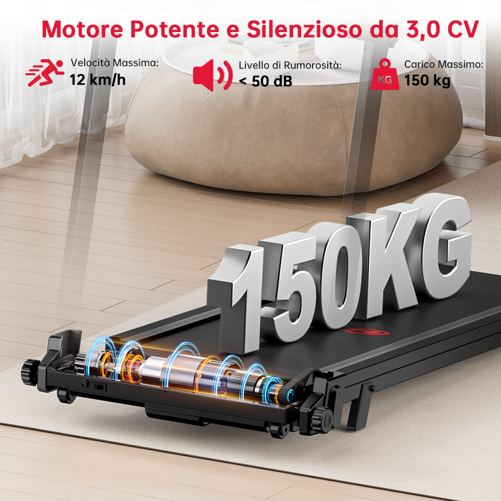 Tapis Roulant Pieghevole Q8, 1-12 KM/H, Inclinazione Manuale del 5%