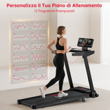 Tapis Roulant Pieghevole Q8, 1-12 KM/H, Inclinazione Manuale del 5%
