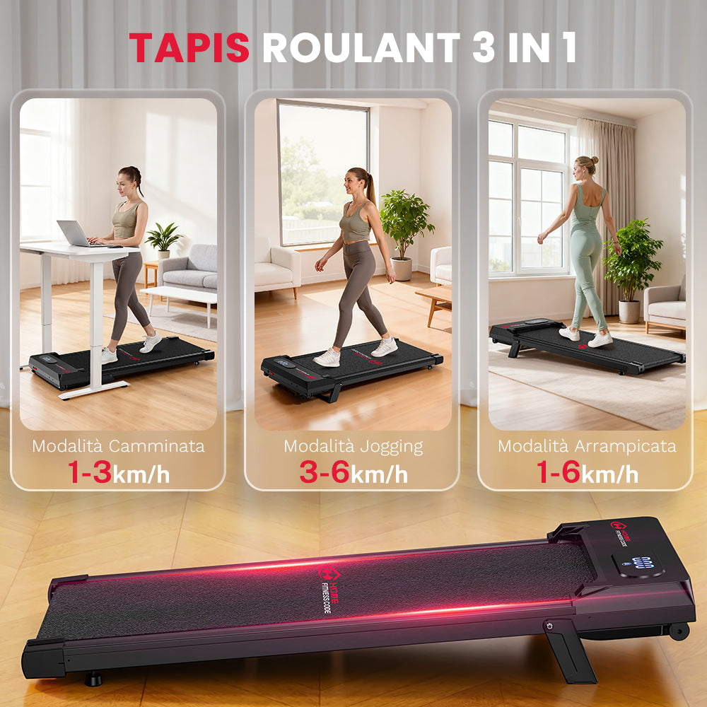 Tapis Roulant T7, Velocità 1-6KM/H, 5% Inclinazione Manuale