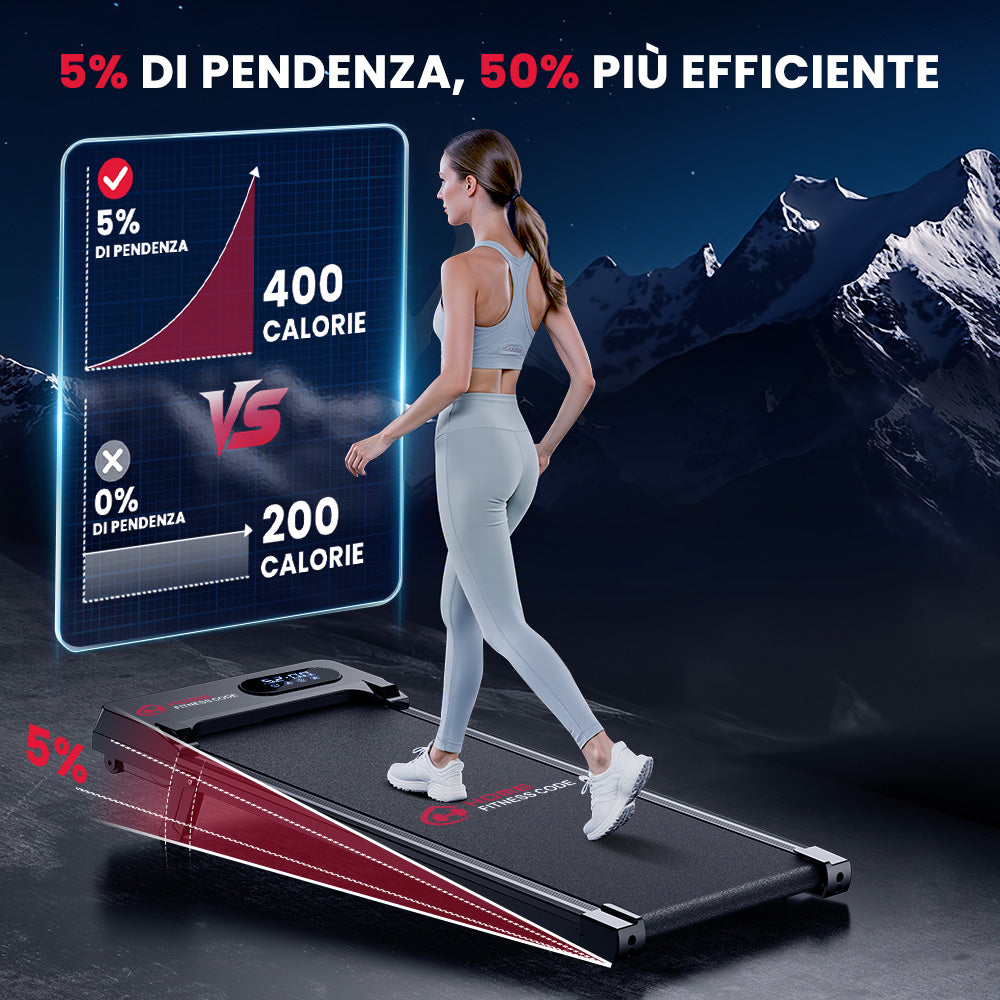 Tapis Roulant T7, Velocità 1-6KM/H, 5% Inclinazione Manuale
