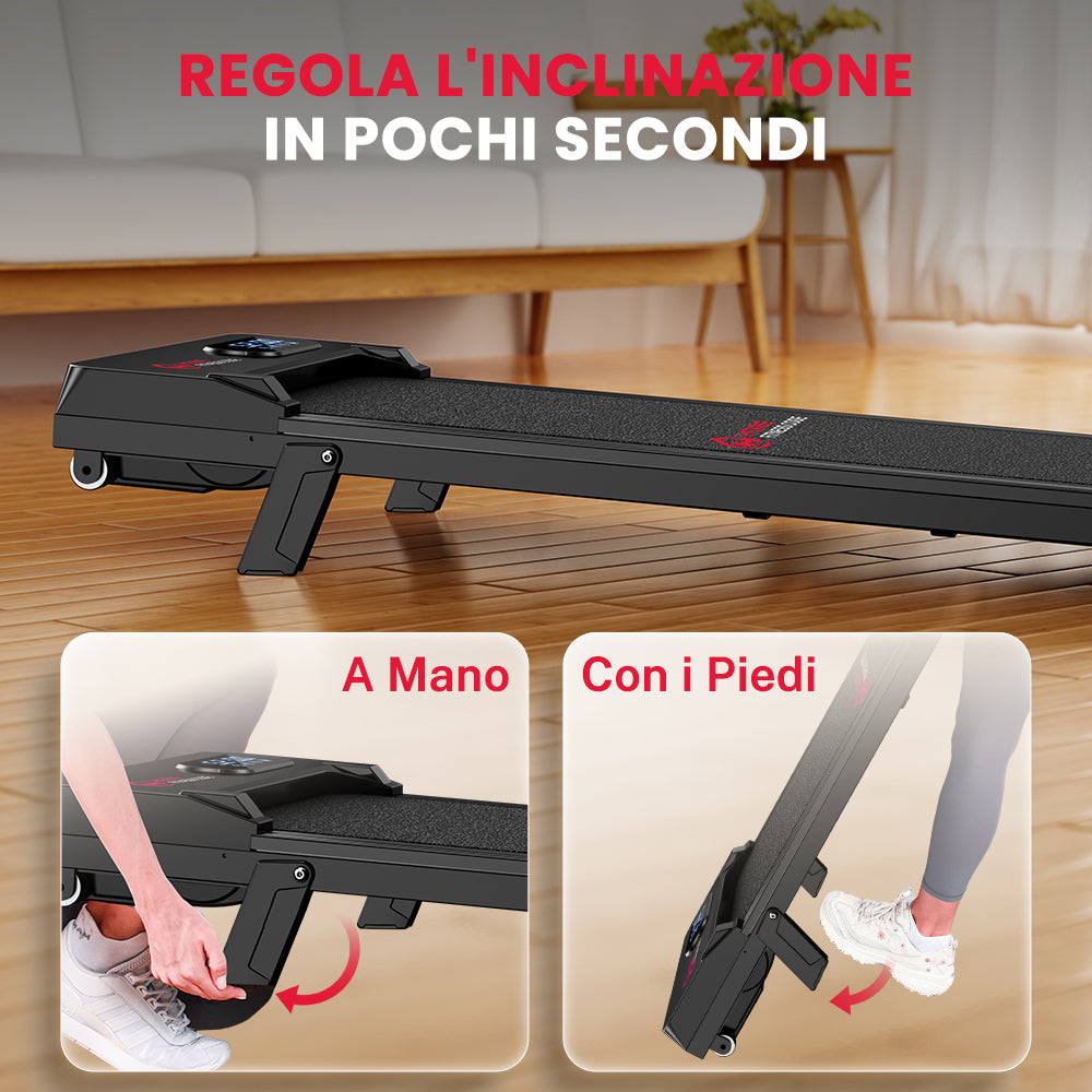 Tapis Roulant T7, Velocità 1-6KM/H, 5% Inclinazione Manuale