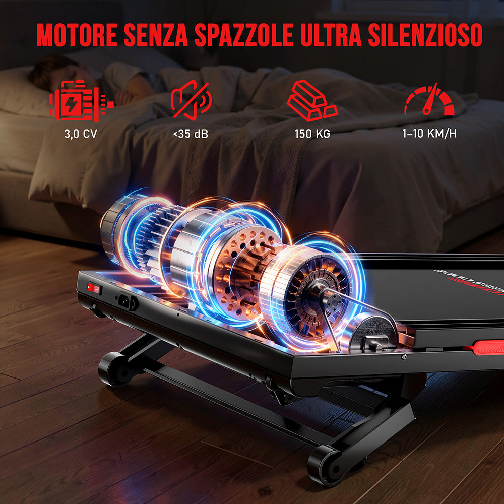 Tapis Roulant Y5 con Motore Brushless, 0%-15% Inclinazione Automatica