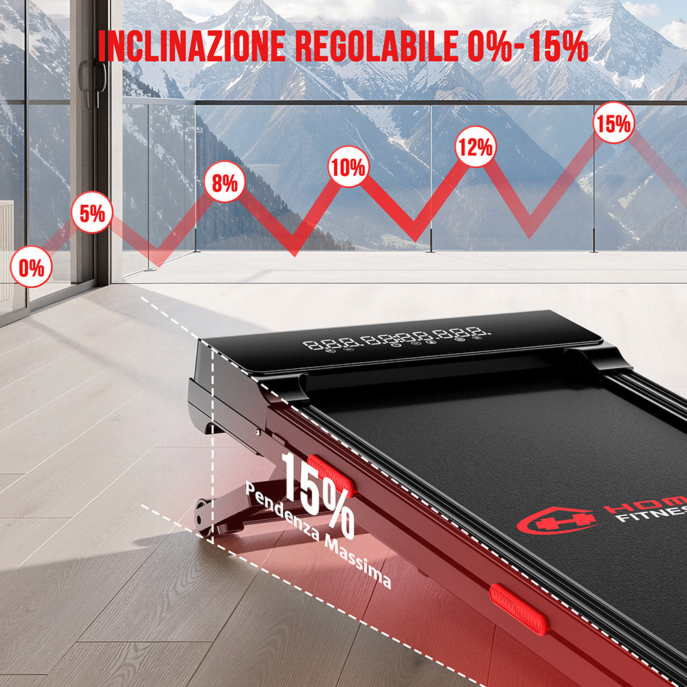Tapis Roulant Y5 con Motore Brushless, 0%-15% Inclinazione Automatica